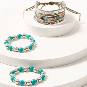 Sky Mountain 3-Piece Silver & Turquoise Beaded Bracelet Set